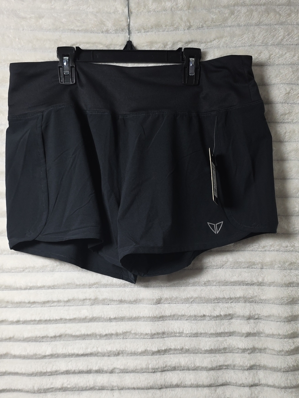 0505 Korsa Women's Black Athletic Shorts with Built In Underwear Large; Large